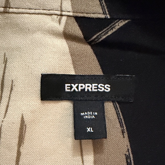 Express Black and Tan Leaf Print Shirt - Picture 2 of 2